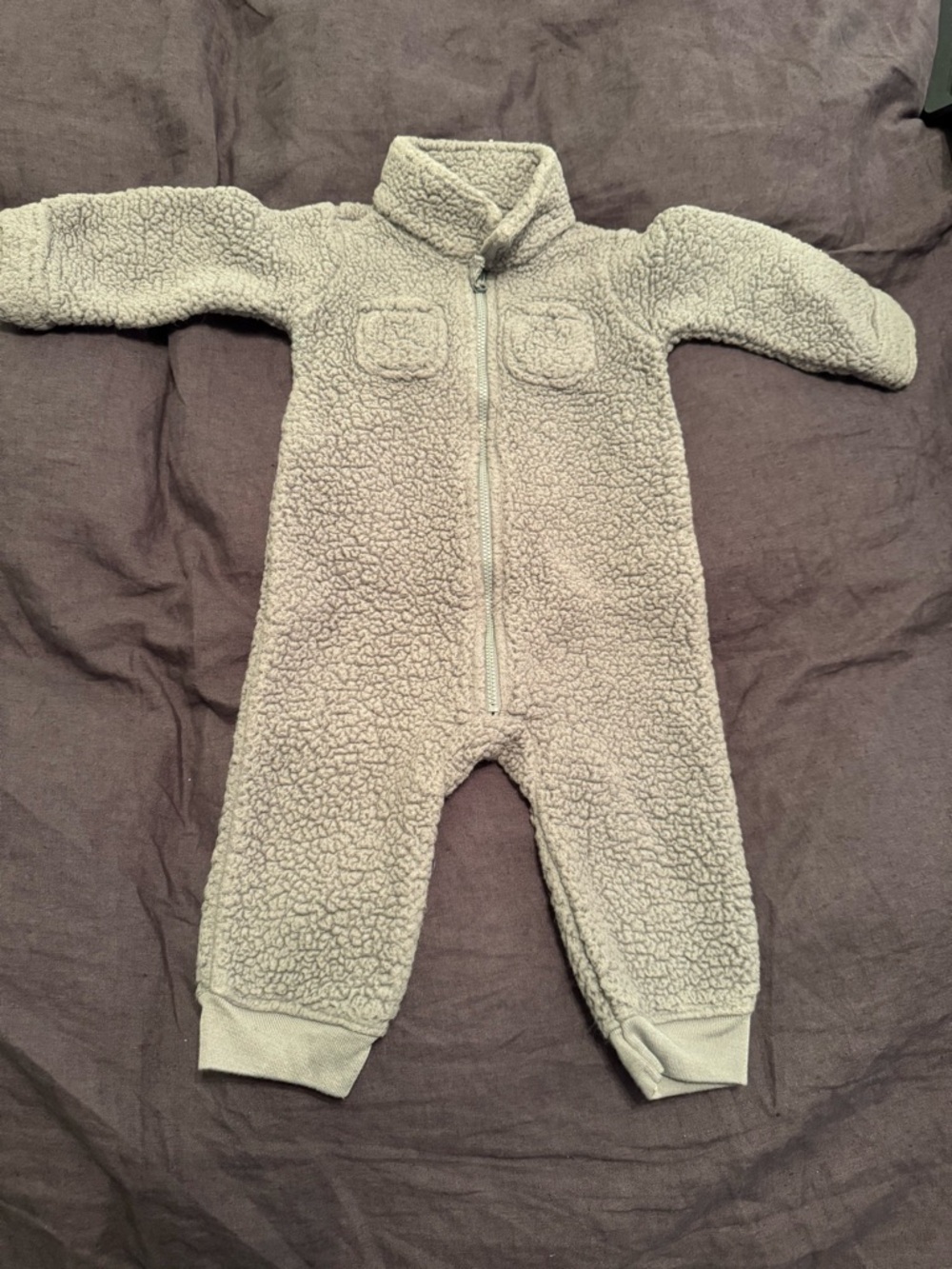 Cozy Carters Grey Sherpa Fleece One-Piece 9 months